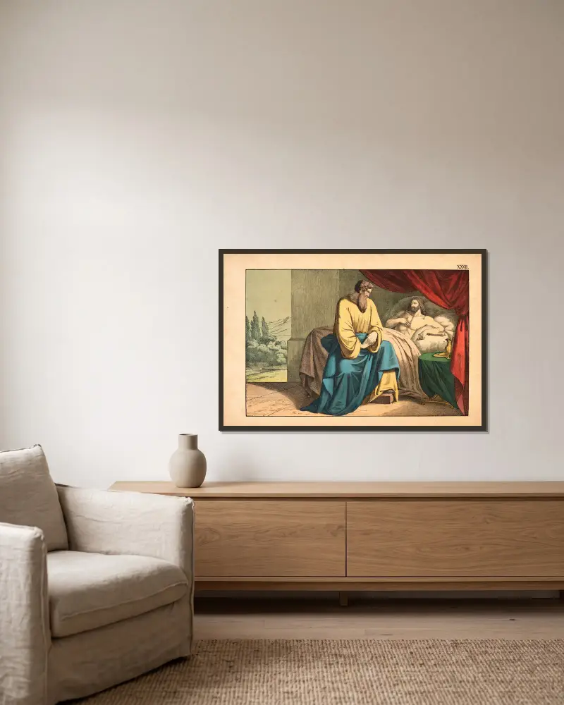 Jesaja und Hiskia von Theodor Eckardt gerahmt an einer Wand