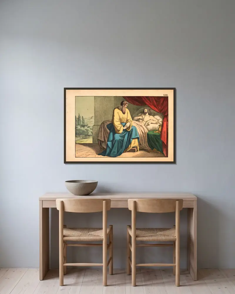 Jesaja und Hiskia von Theodor Eckardt gerahmt an einer Wand