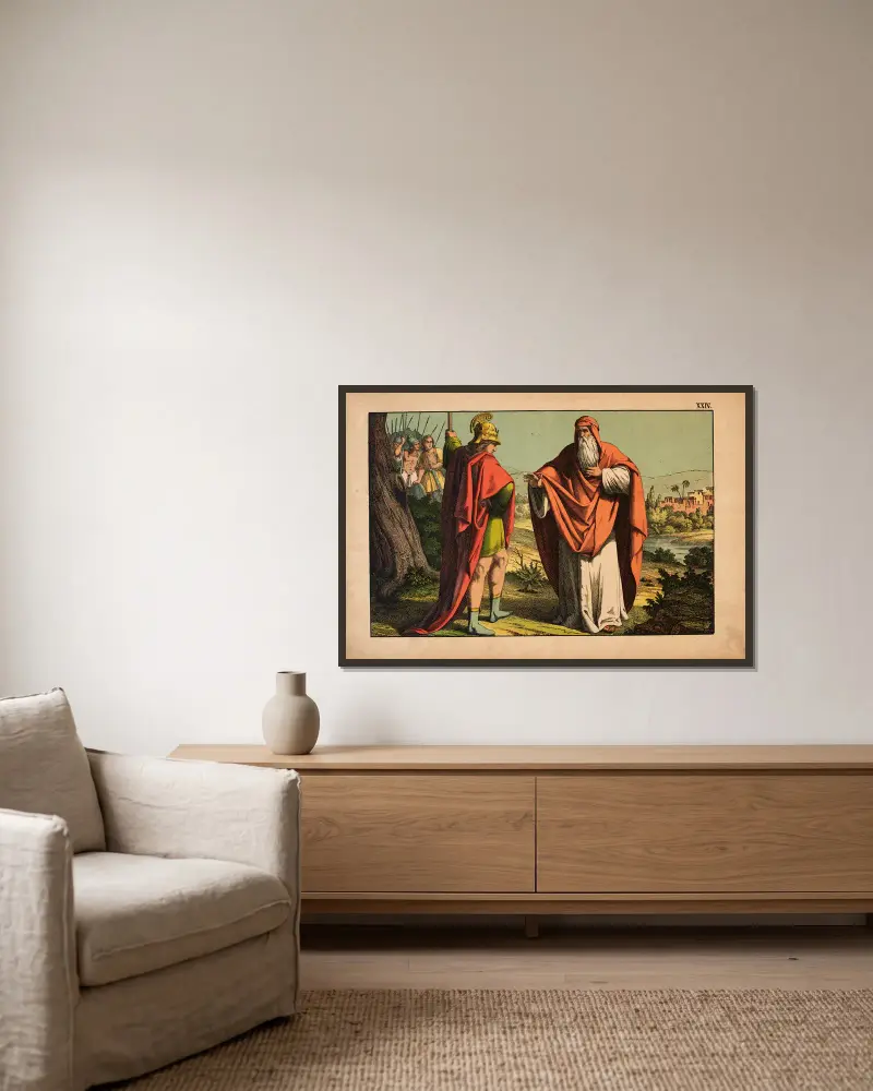 Rehoboam and the Prophet Shemaiah av Theodor Eckardt inramad på en vägg
