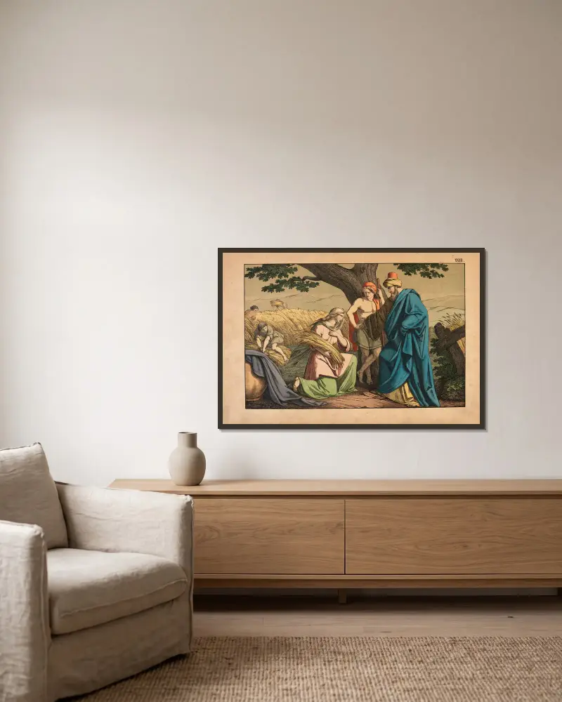 Ruth and Boaz av Theodor Eckardt inramad på en vägg