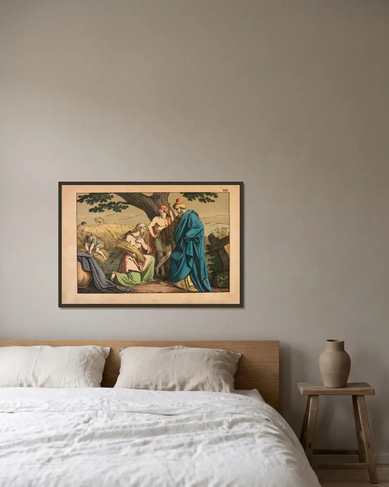Ruth and Boaz av Theodor Eckardt inramad på en vägg