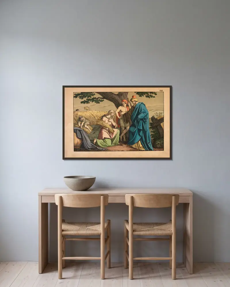 Ruth and Boaz av Theodor Eckardt inramad på en vägg