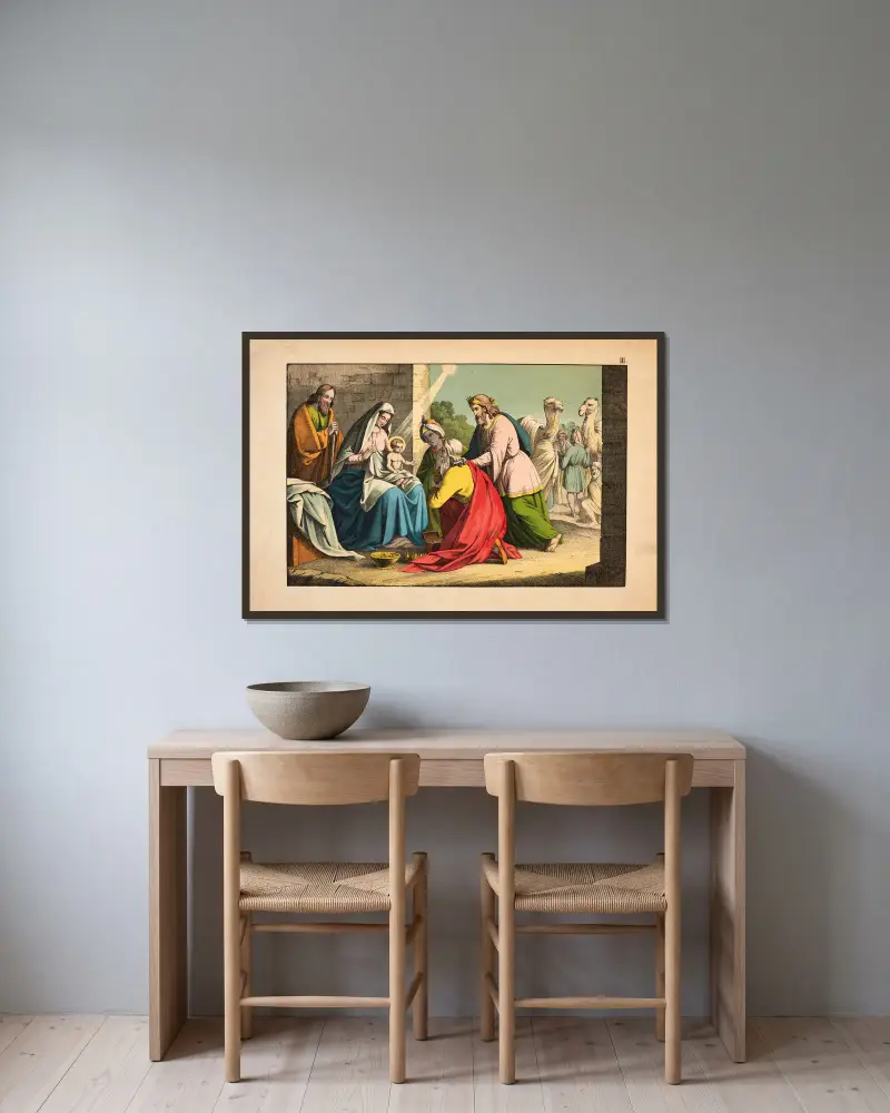 The Adoration of the Magi von Theodor Eckardt gerahmt an einer Wand