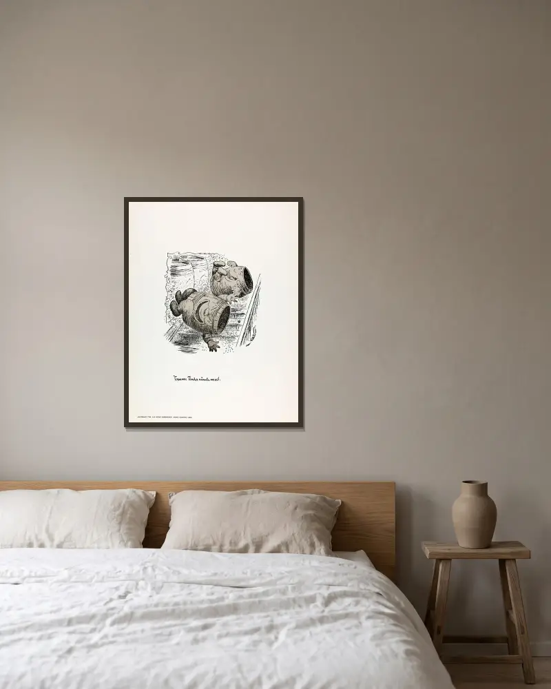 Tomme Tønder rumle mest von Theodor Kittelsen gerahmt an einer Wand