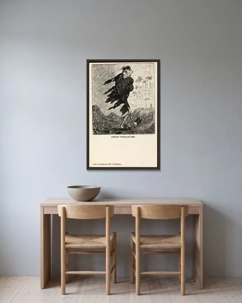 Ukrudt forgaar ikke, Theodor Kittelsen v rámu na stěně