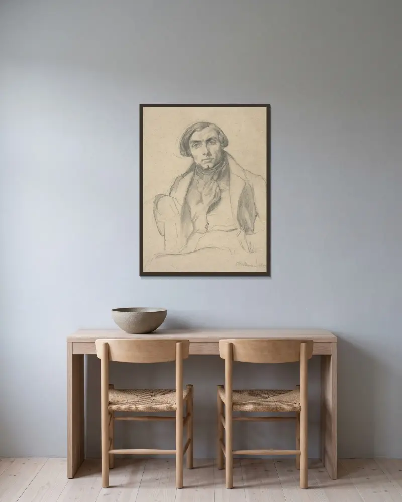 Auguste Ottin av Théodore Chassériau inramad på en vägg