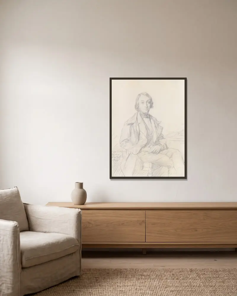 Porträt von Félix Ravaisson von Théodore Chassériau gerahmt an einer Wand