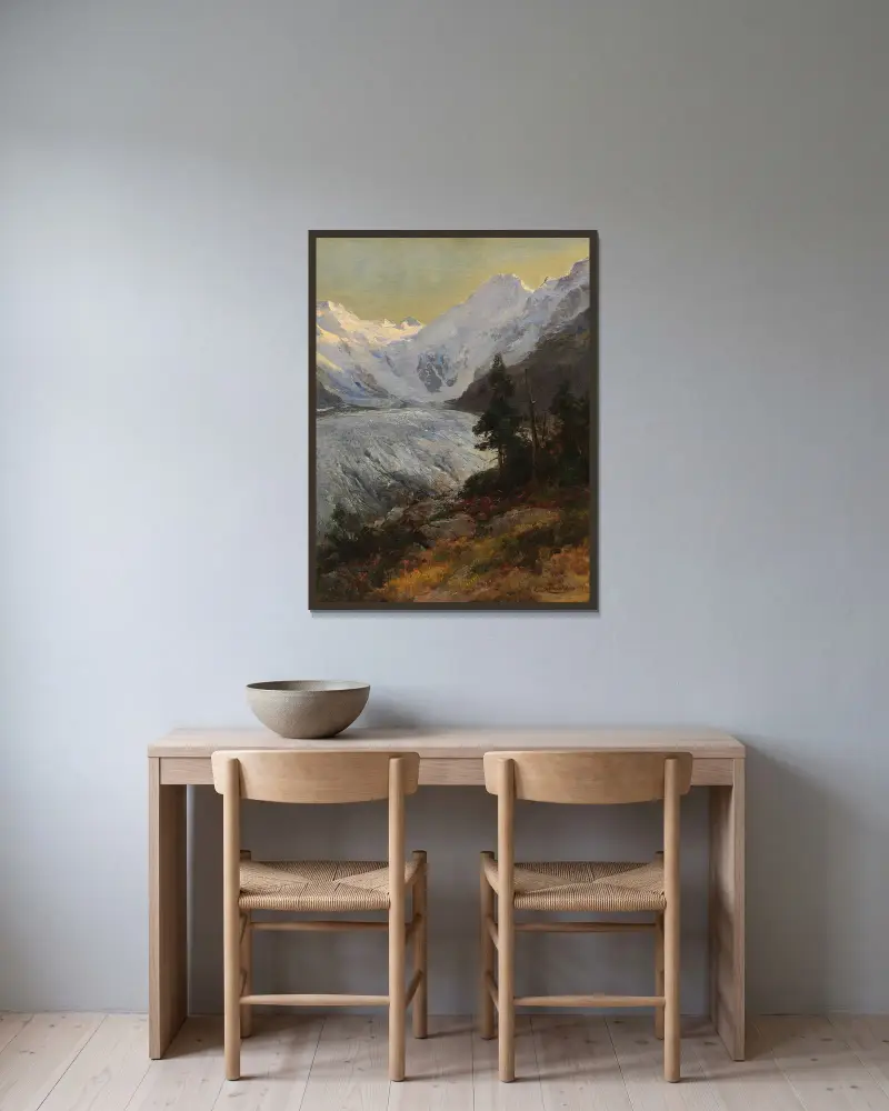 Am Morteratschgletscher av Edward Theodore Compton inramad på en vägg
