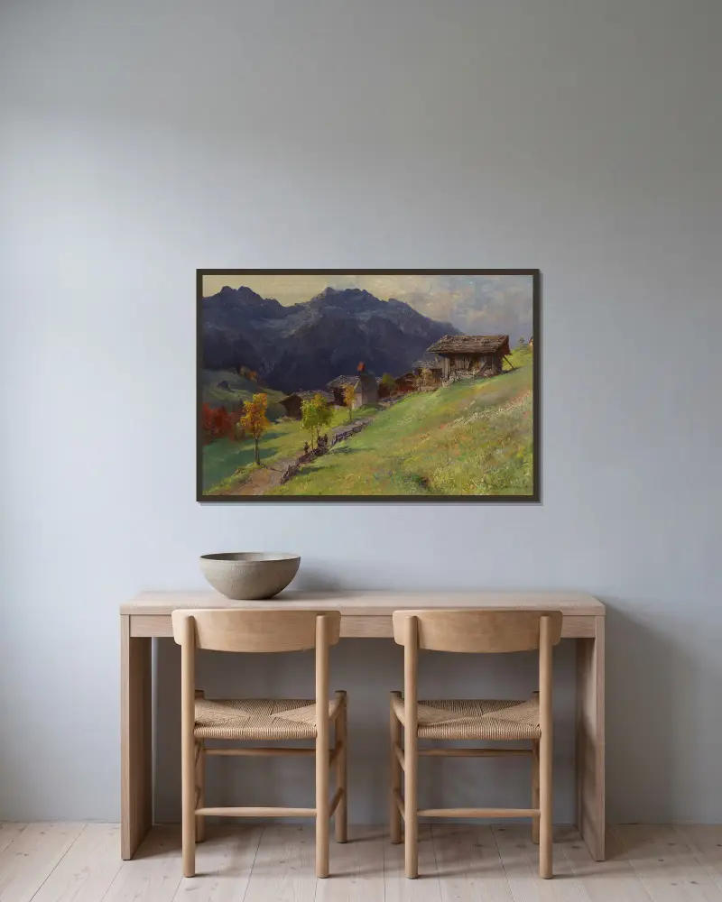 Gerstruben vom Dietersbacher Tal kommend mit Blick auf den Himmelschrofen av Edward Theodore Compton inramad på en vägg