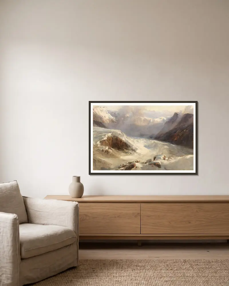 Gletscherplateau av Edward Theodore Compton inramad på en vägg