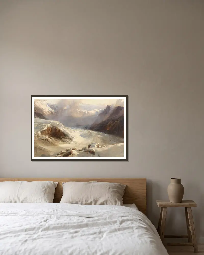 Gletscherplateau av Edward Theodore Compton inramad på en vägg