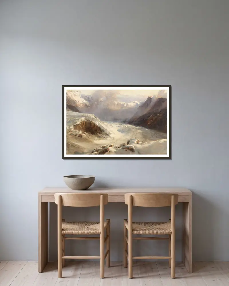 Gletscherplateau av Edward Theodore Compton inramad på en vägg