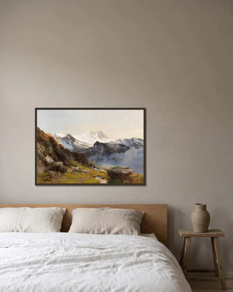 Grossglockner från Pragerhütte, tidig morgon av Edward Theodore Compton inramad på en vägg