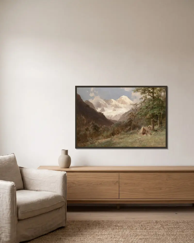 Landschaft im Kaukasus av Edward Theodore Compton inramad på en vägg