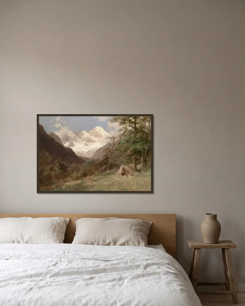 Landschaft im Kaukasus av Edward Theodore Compton inramad på en vägg