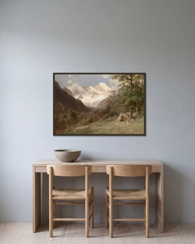 Landschaft im Kaukasus av Edward Theodore Compton inramad på en vägg