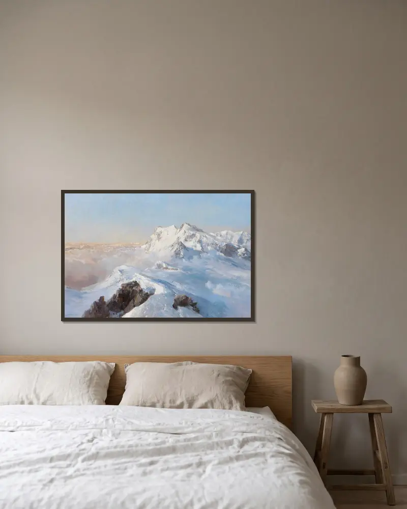 Über dem Nebelmeer (Monte Rosa vom Rimpfischhorn) av Edward Theodore Compton inramad på en vägg