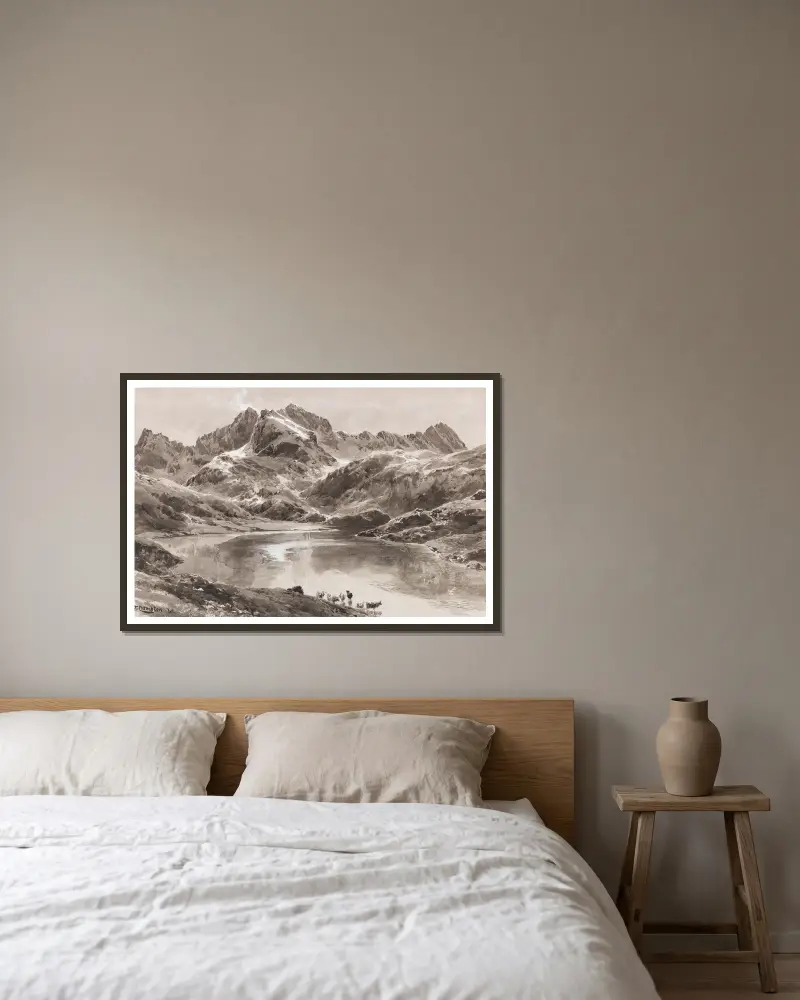 Zürsersee gegen die Wildgrubenspitze von Edward Theodore Compton gerahmt an einer Wand