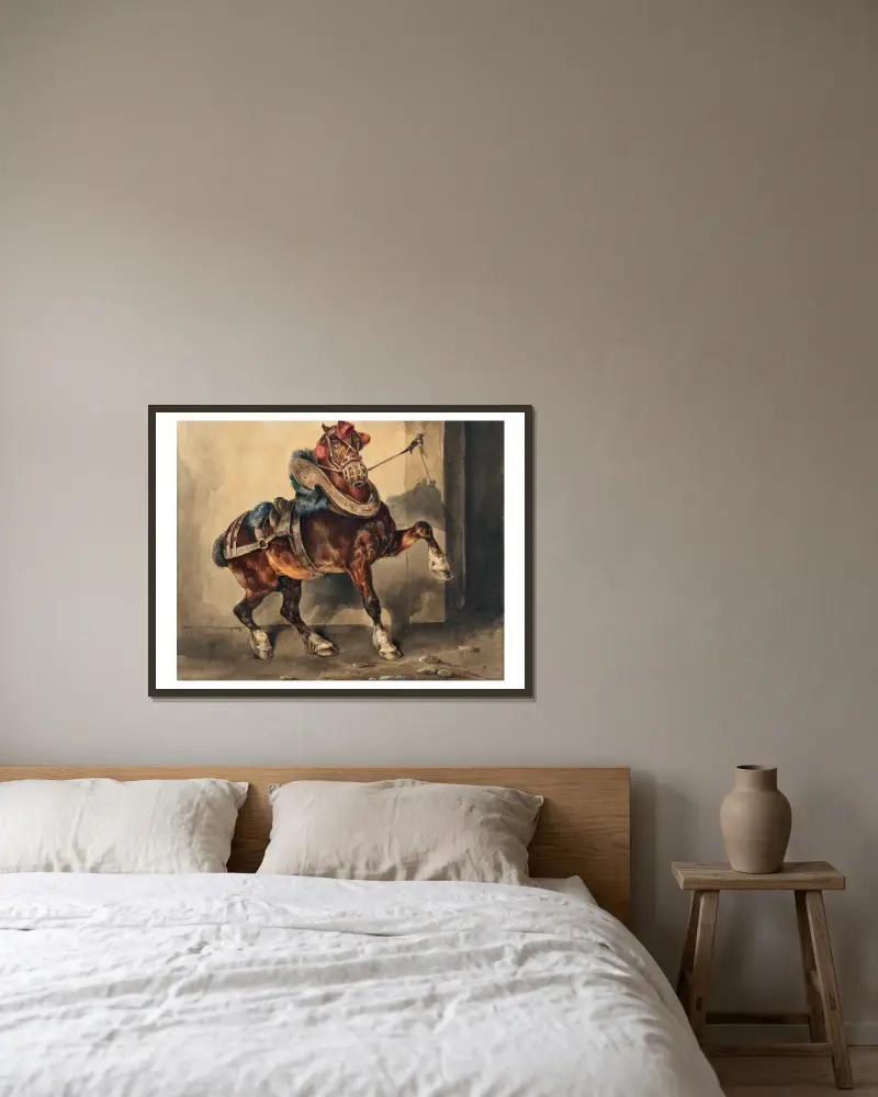 Le cheval du platrier (The Plastermaker’s Horse) av Théodore Géricault inramad på en vägg