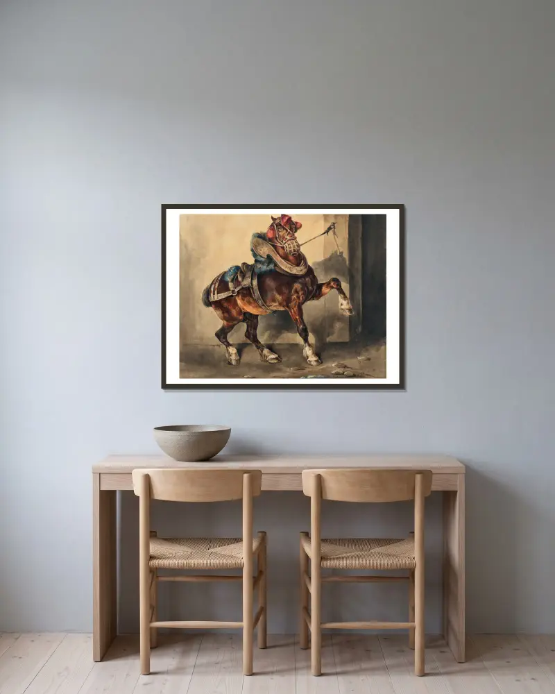 Le cheval du platrier (The Plastermaker’s Horse) av Théodore Géricault inramad på en vägg
