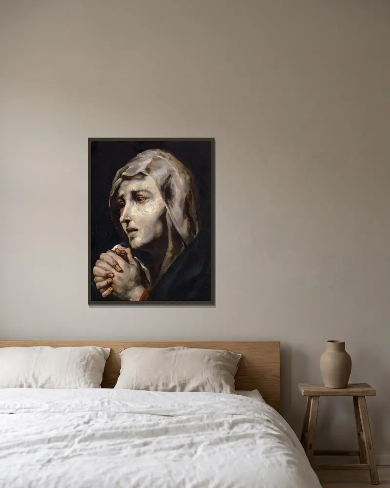 Mater Dolorosa av Théodore Géricault inramad på en vägg