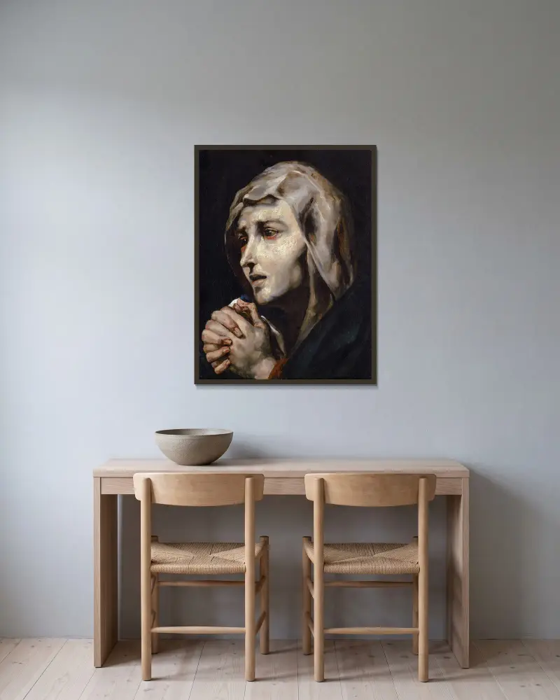 Mater Dolorosa av Théodore Géricault inramad på en vägg