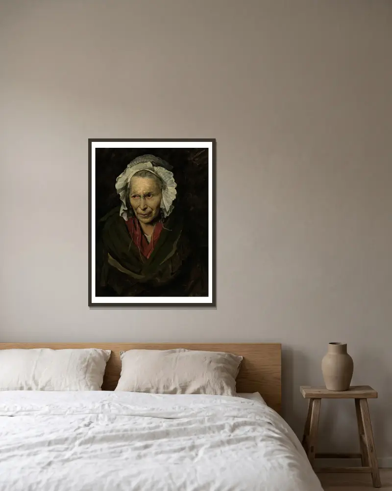 Die Monomanin des Neids von Théodore Géricault gerahmt an einer Wand