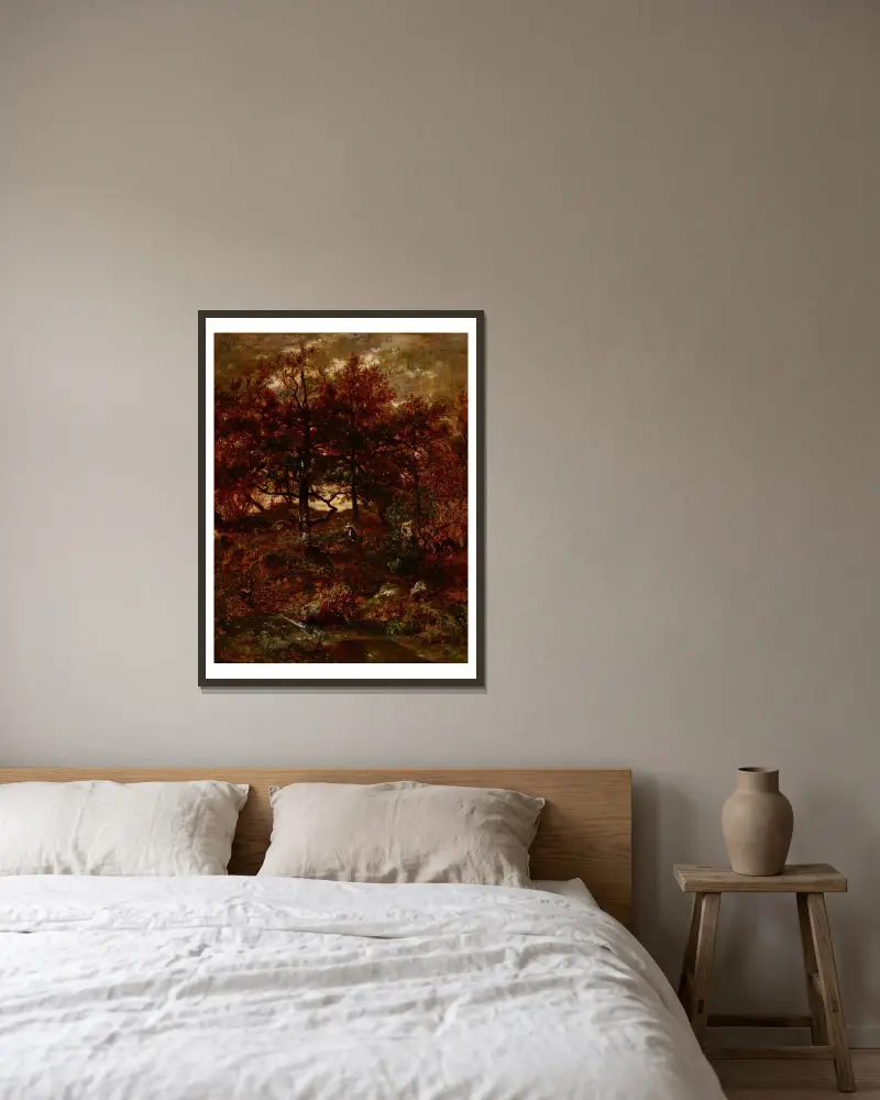 Herbst bei St. Jean de Paris, Wald von Fontainebleau von Théodore Rousseau gerahmt an einer Wand