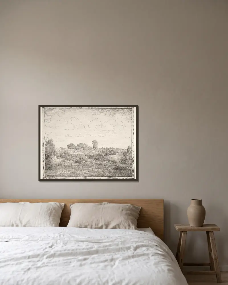 Die Ebene von Biau von Théodore Rousseau gerahmt an einer Wand