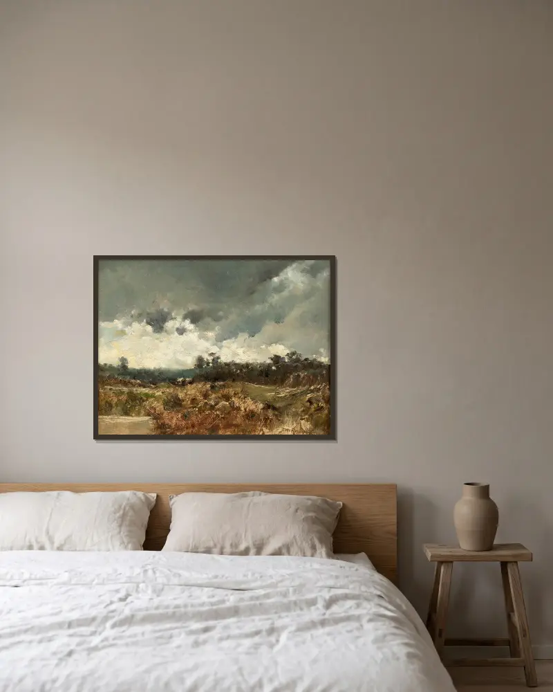 Krajina pod bouřlivým nebem, Théodore Rousseau v rámu na stěně