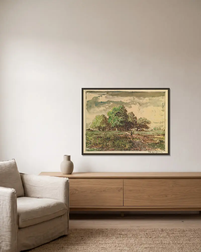 Return From The Fields, Théodore Rousseau v rámu na stěně