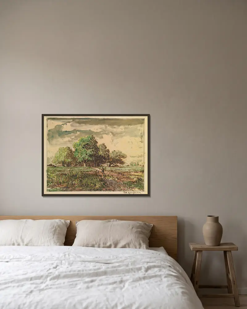 Return From The Fields, Théodore Rousseau v rámu na stěně