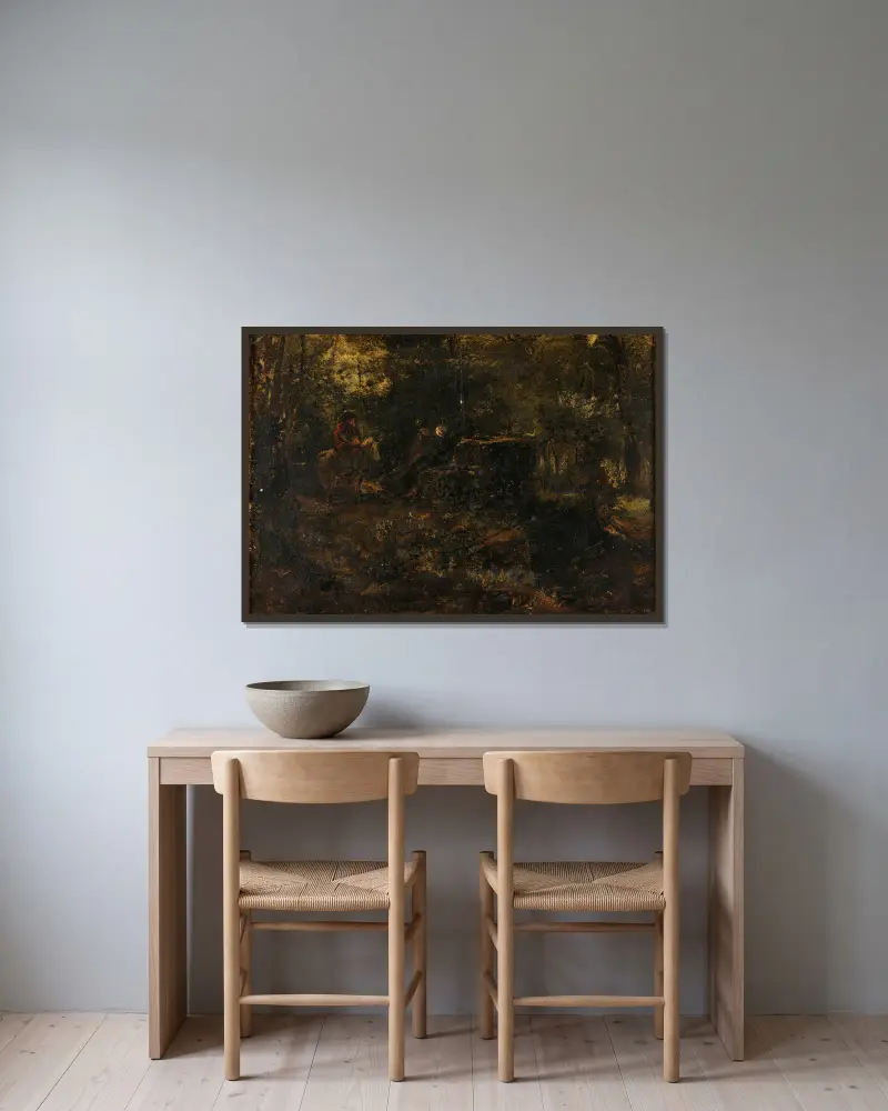 Sous-bois, Théodore Rousseau v rámu na stěně