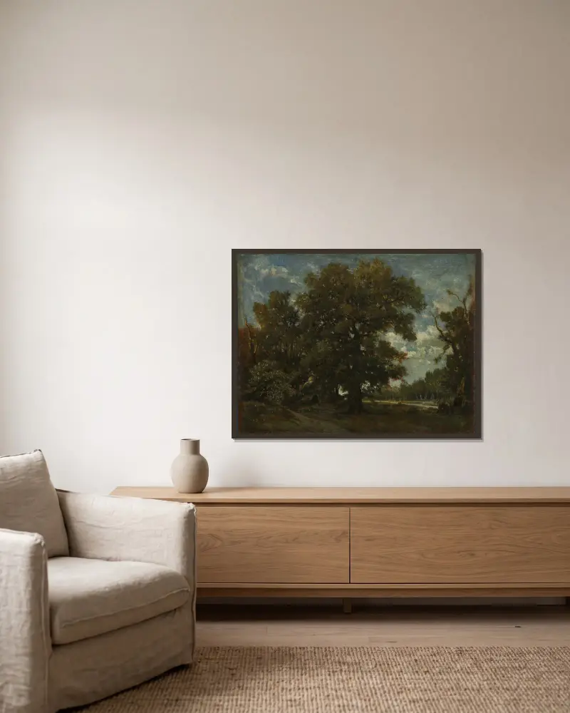The Oak Tree av Théodore Rousseau inramad på en vägg