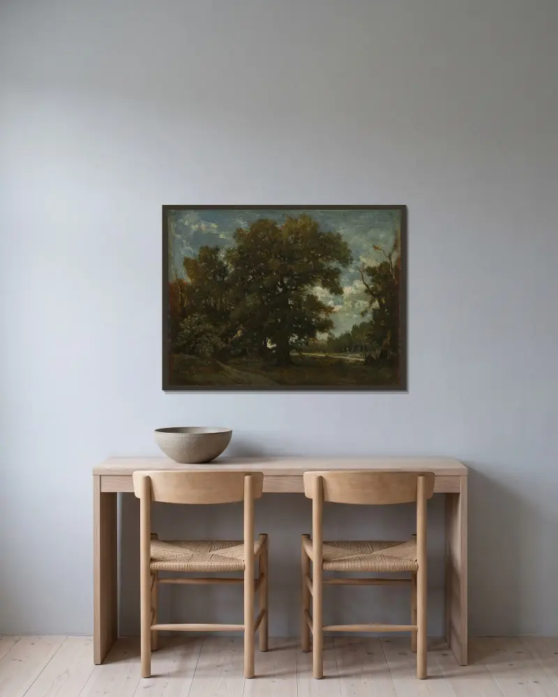 The Oak Tree av Théodore Rousseau inramad på en vägg