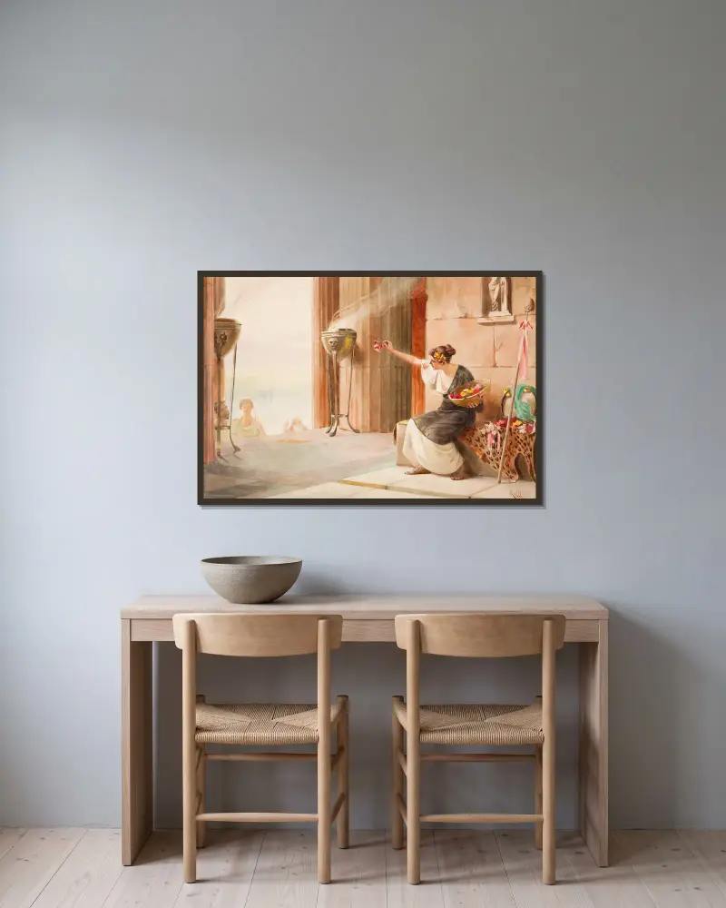 Blomsterförsäljerska vid Parthenon av Theodoros Ralli inramad på en vägg