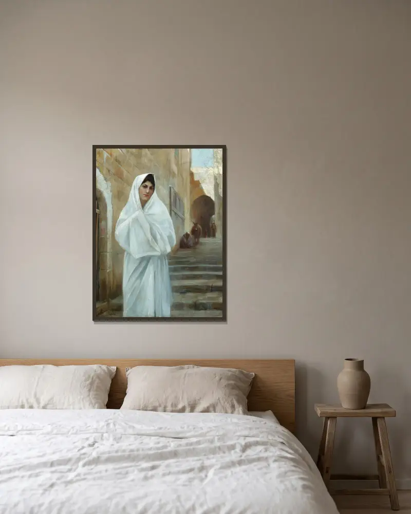 Junges Mädchen, Jerusalem von Theodoros Ralli gerahmt an einer Wand