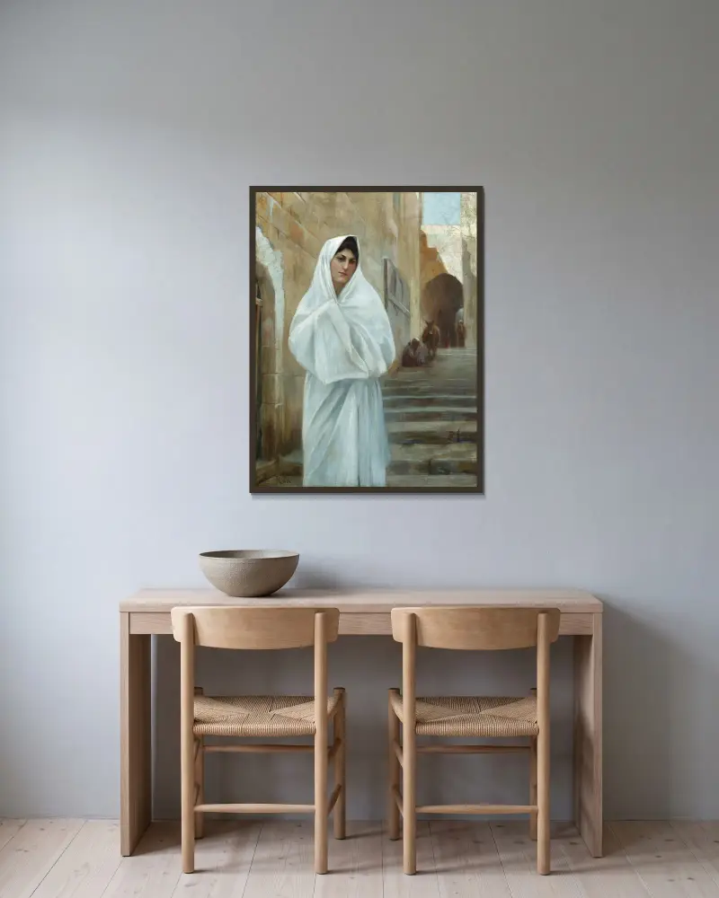 Junges Mädchen, Jerusalem von Theodoros Ralli gerahmt an einer Wand