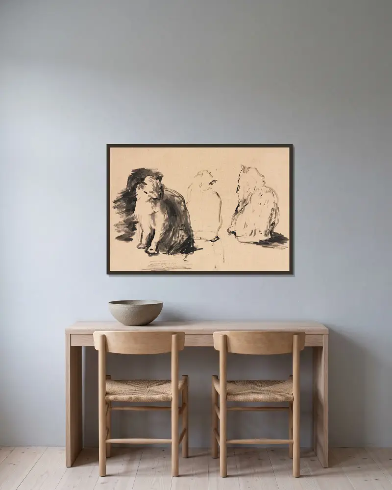Cats av Théodule Ribot inramad på en vägg