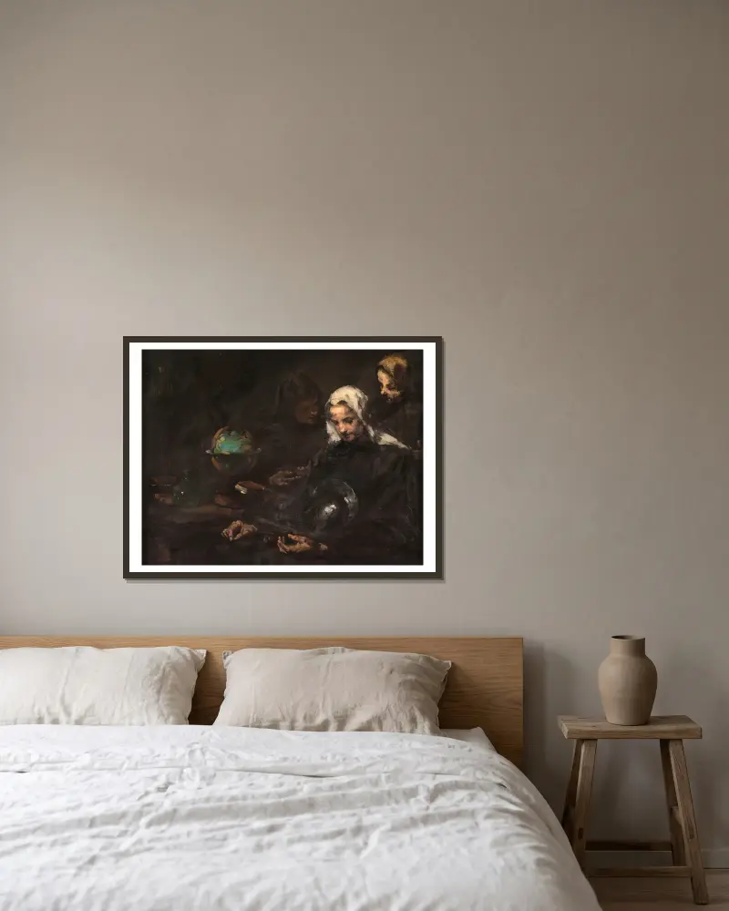 Beim Antiquitätenhändler von Théodule Ribot gerahmt an einer Wand