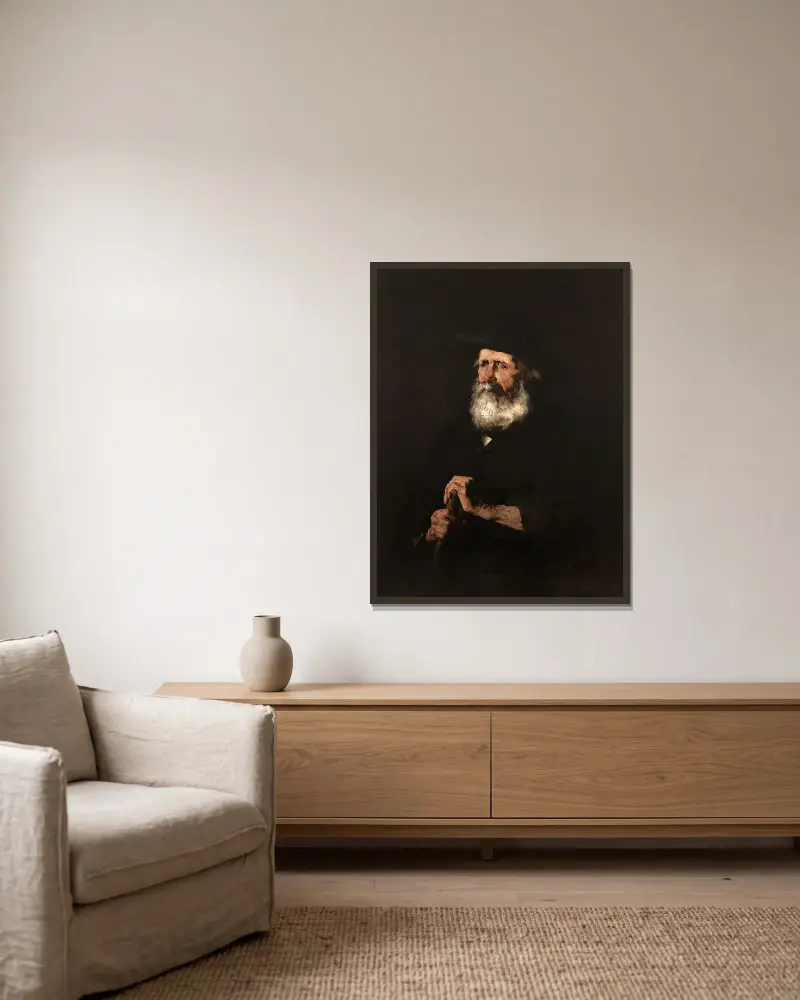Porträt eines alten Mannes von Théodule Ribot gerahmt an einer Wand