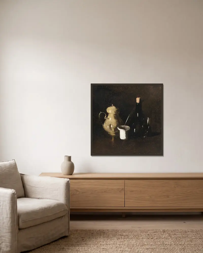 Erfrischung von Théodule Ribot gerahmt an einer Wand