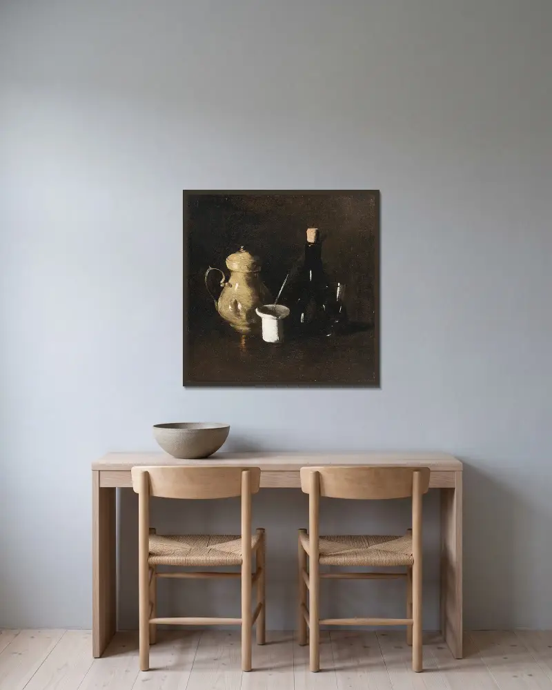 Erfrischung von Théodule Ribot gerahmt an einer Wand