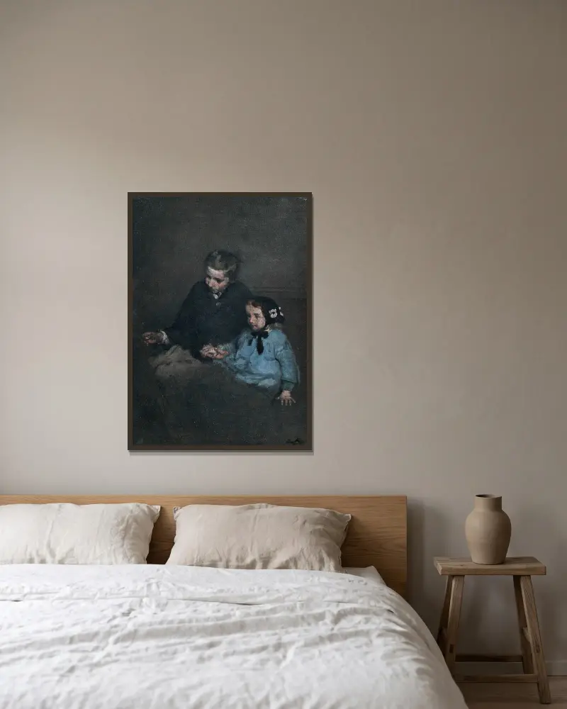 Rodzeństwo trzymające się za ręce, Théodule Ribot w ramie na ścianie