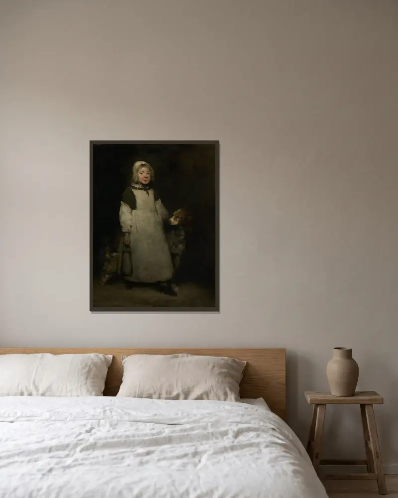 Das kleine Milchmädchen von Théodule Ribot gerahmt an einer Wand