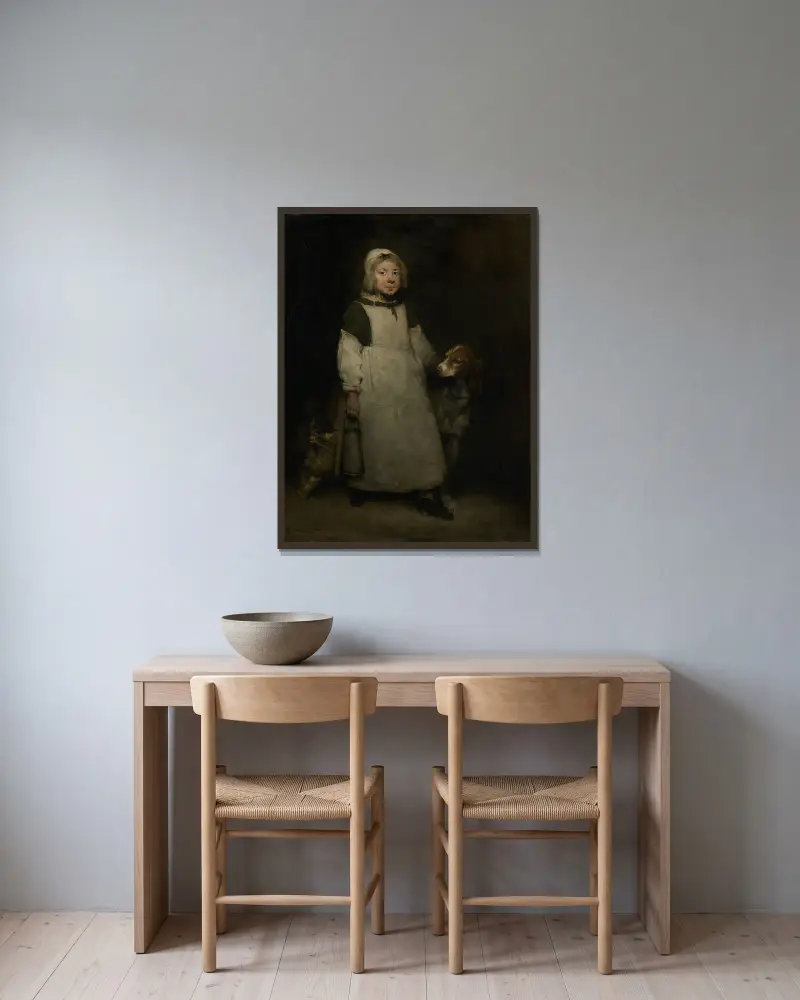 Das kleine Milchmädchen von Théodule Ribot gerahmt an einer Wand