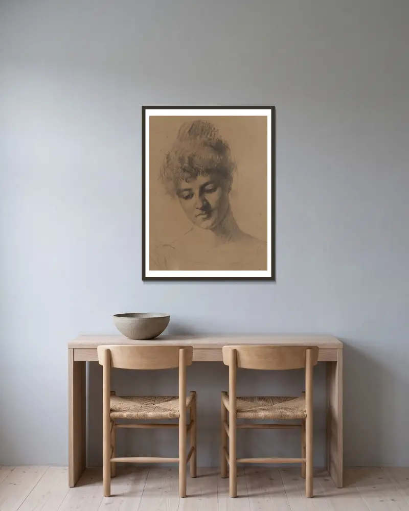 Fortunati, ein italienisches Modell von Thérèse Schwartze gerahmt an einer Wand