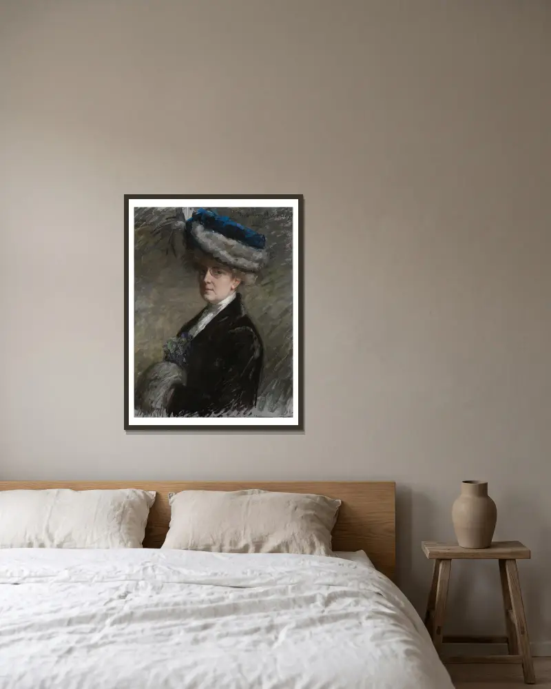 Selbstporträt von Thérèse Schwartze gerahmt an einer Wand