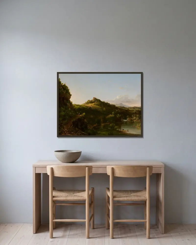 Catskill Scenery av Thomas Cole inramad på en vägg