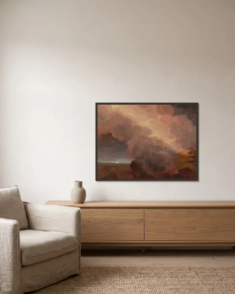 Clouds On The Mountaintop av Thomas Cole inramad på en vägg